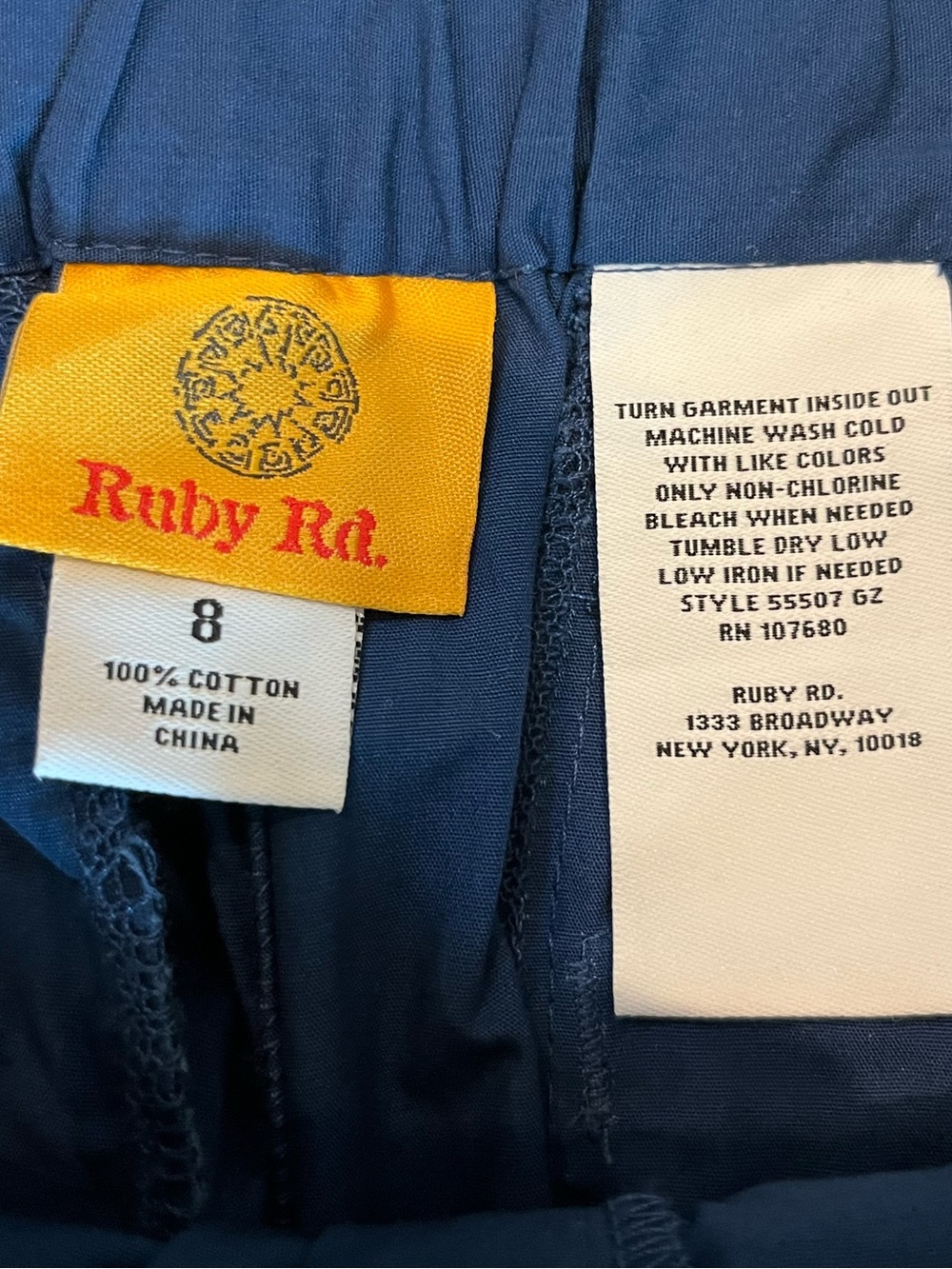 Ruby Rd. Royal Blue Embroidered Wide-Leg Pants - Picture 8 of 10